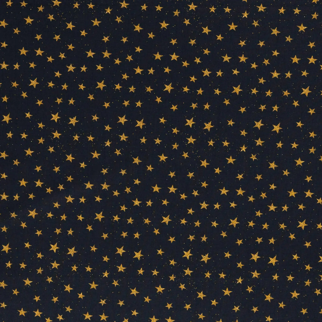 Baumwolle Webware - Sterne schwarz - Weihnachten (Meterware ab 0.50m)