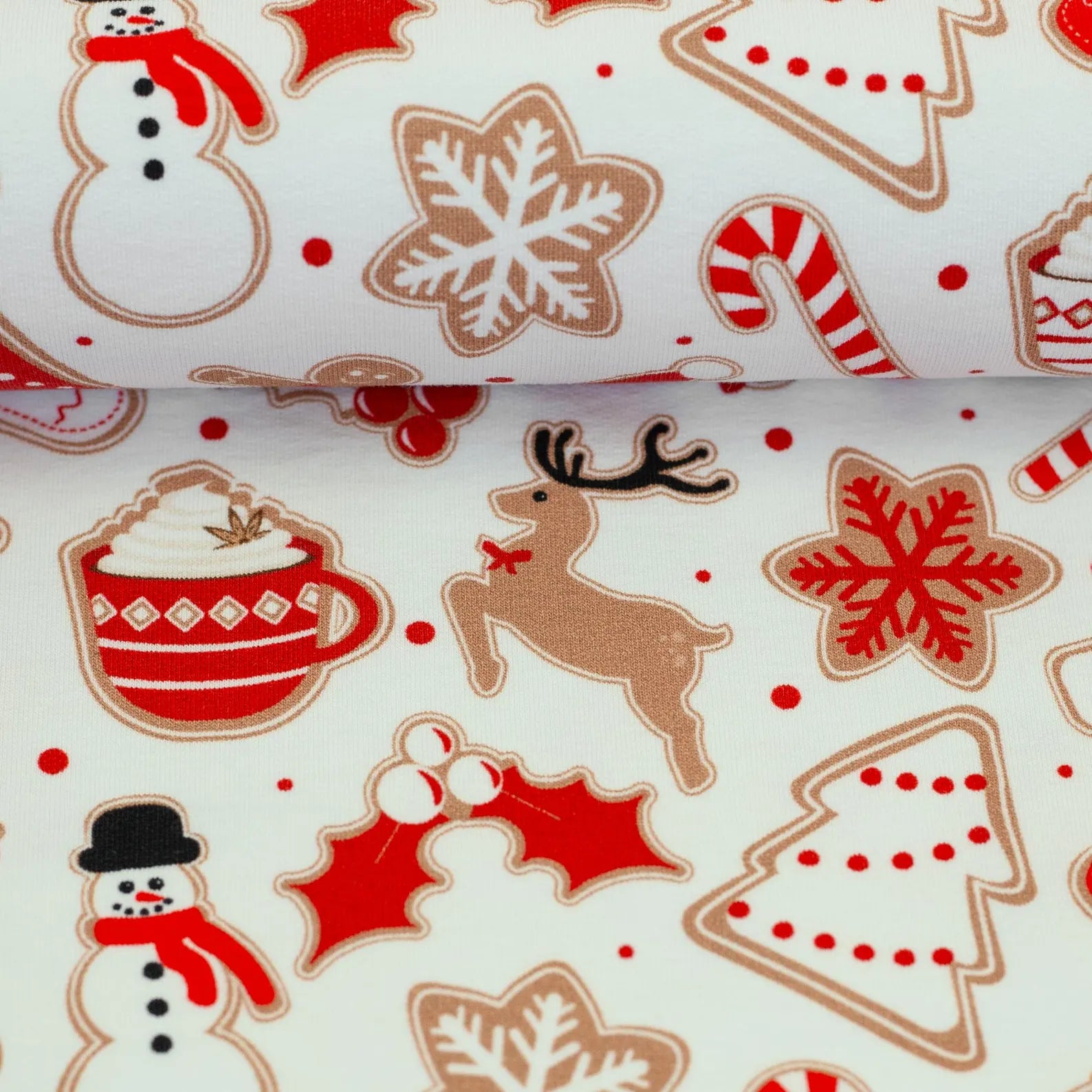 Sweat Stoff - Holly - Christmas - Weihnachten (Meterware ab 0.50m)