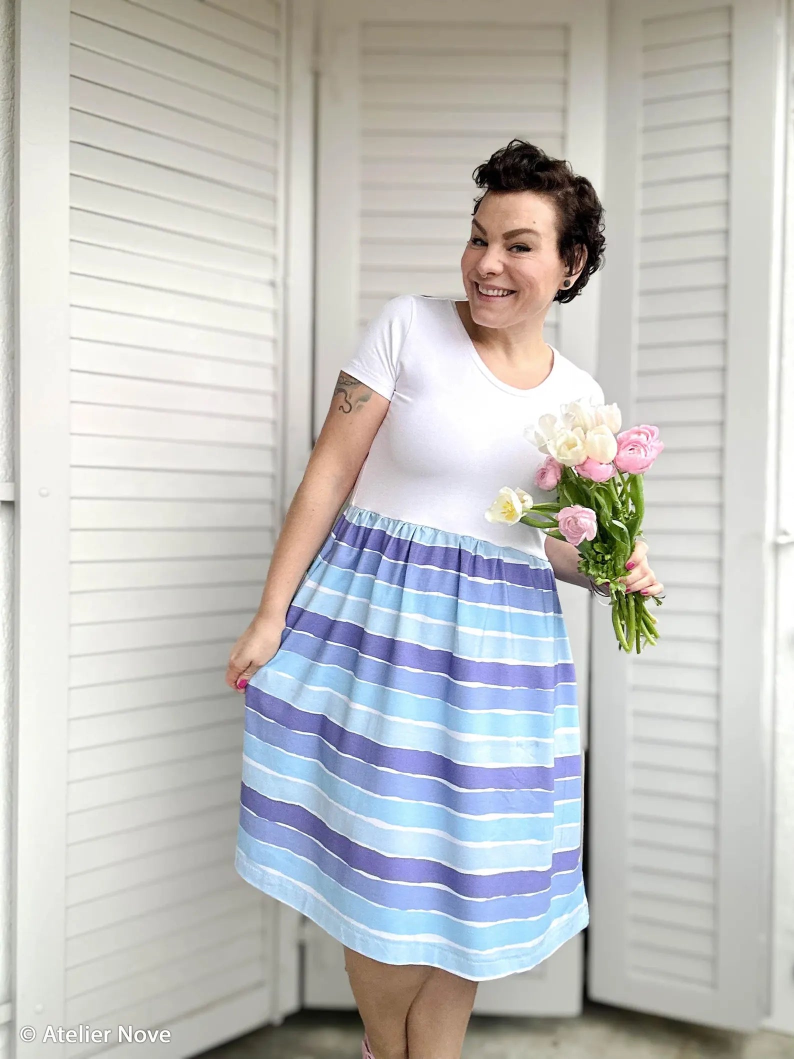 Jersey Stoff - Stripy by Mrs Mint - Streifen Blue (Meterware ab 0.50m)