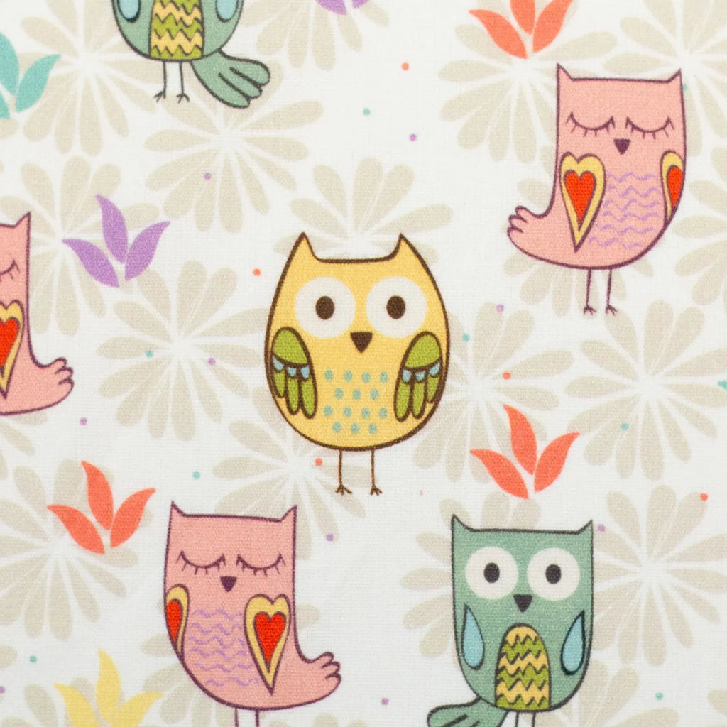 Baumwoll Webware - Hedwig Eulen beige (Meterware ab 0.50m)