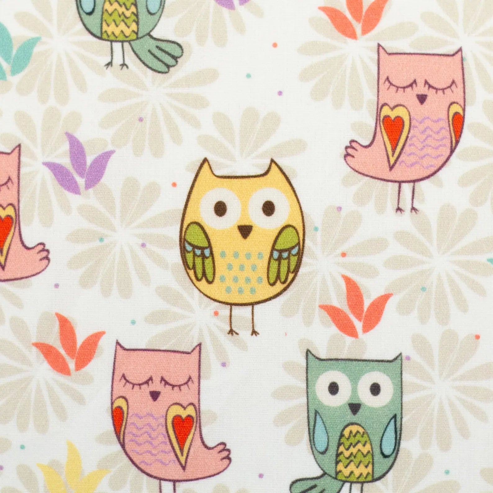 Baumwoll Webware - Hedwig Eulen beige (Meterware ab 0.50m)