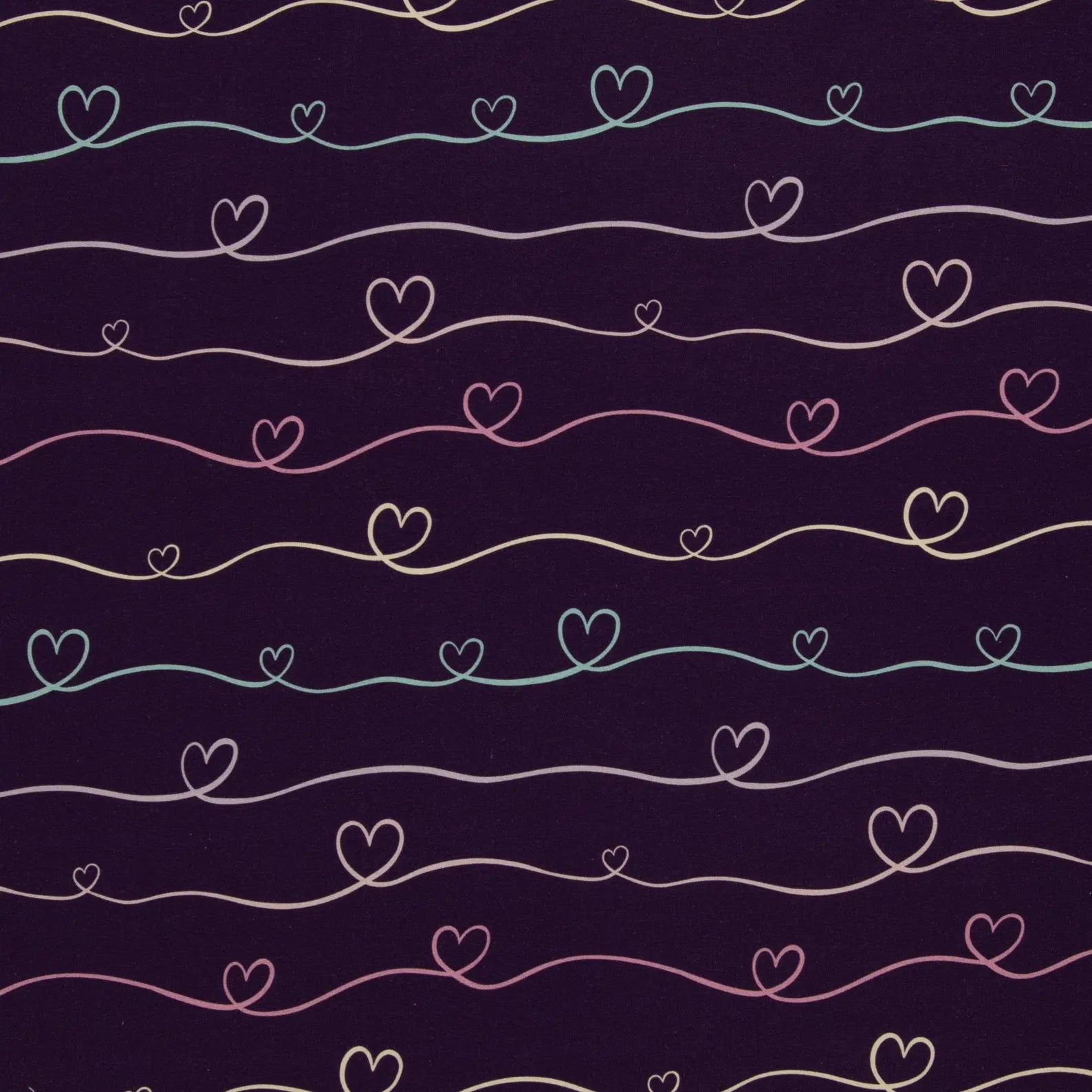 Jersey Stoff - Scribble Hearts by Mrs Mint - Lila (Meterware ab 0.50m)