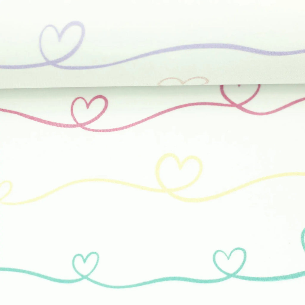 Jersey Stoff - Scribble Hearts by Mrs Mint - Weiß (Meterware ab 0.50m)