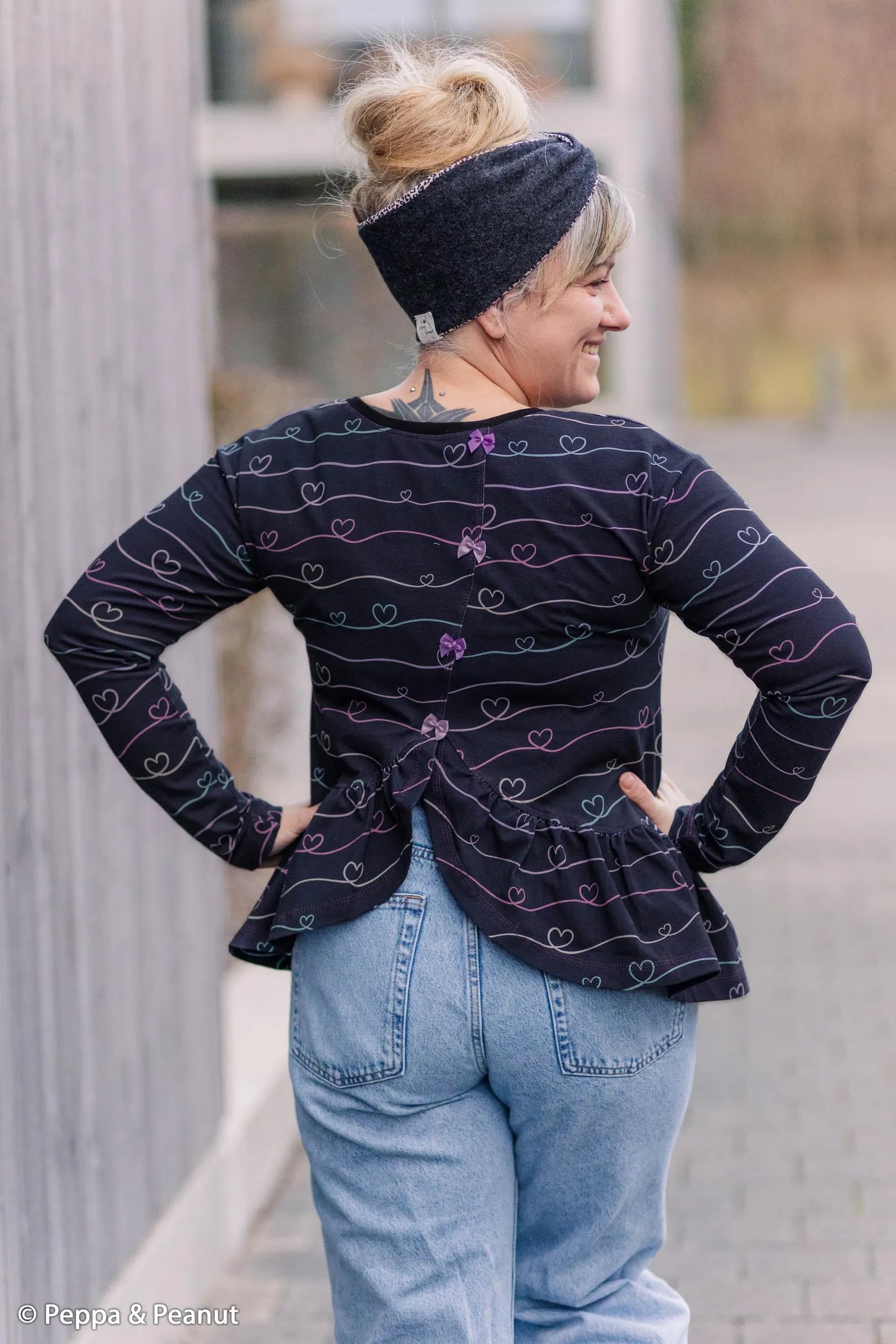 Jersey Stoff - Scribble Hearts by Mrs Mint - Schwarz (Meterware ab 0.50m)