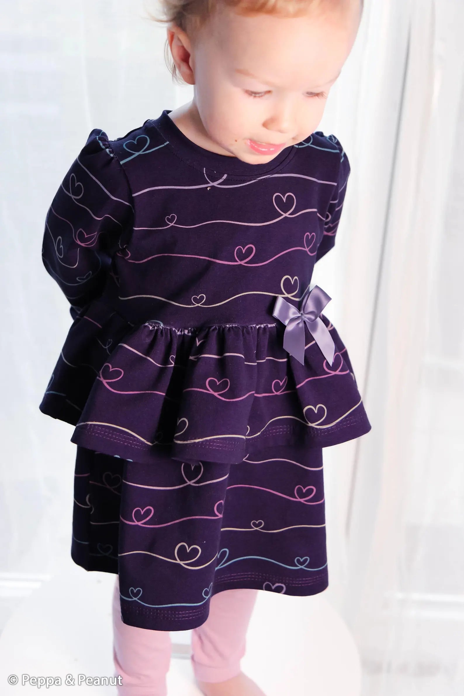 Jersey Stoff - Scribble Hearts by Mrs Mint - Lila (Meterware ab 0.50m)
