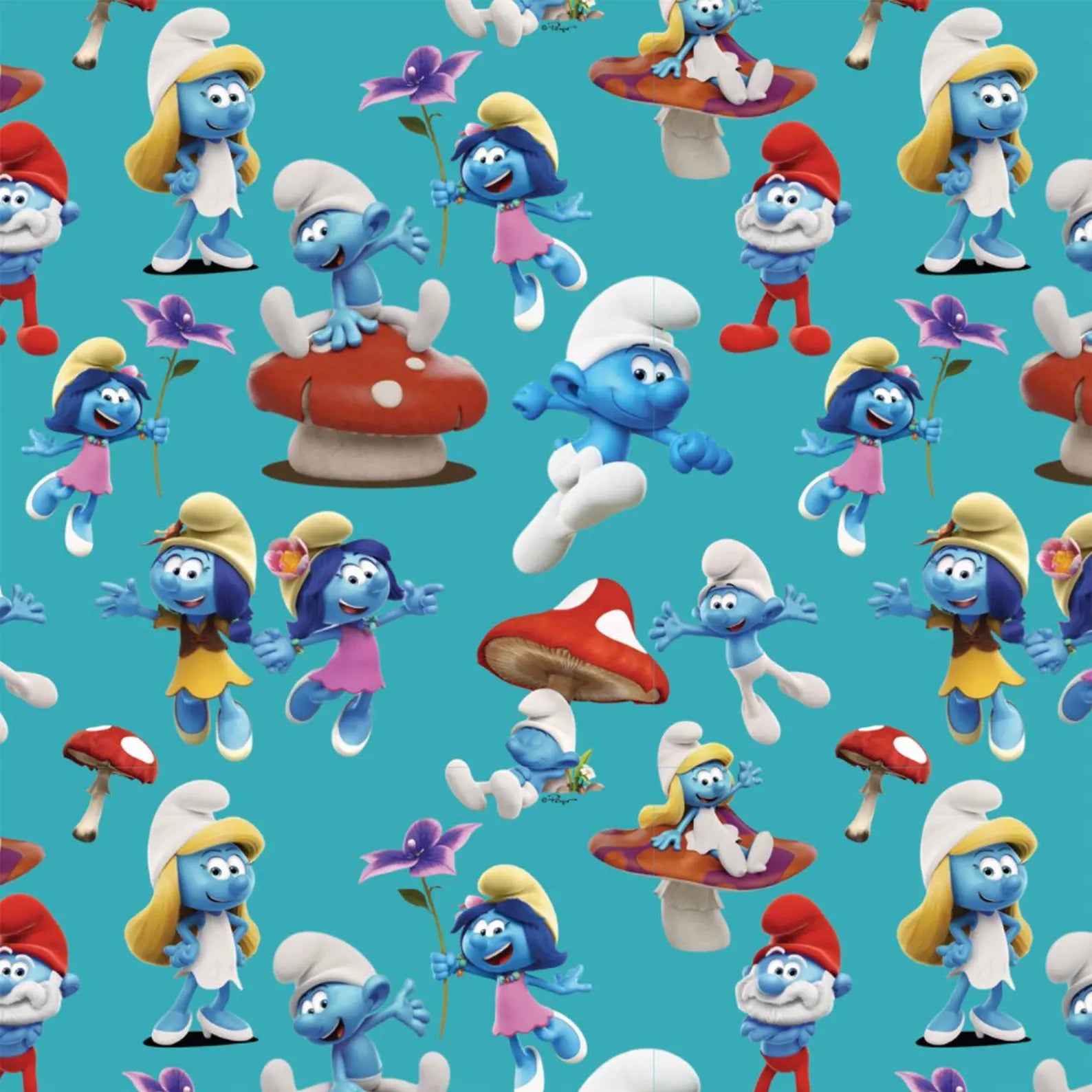 Jersey Stoff - Schlümpfe/Smurfs - Blau (Meterware ab 0.50m)
