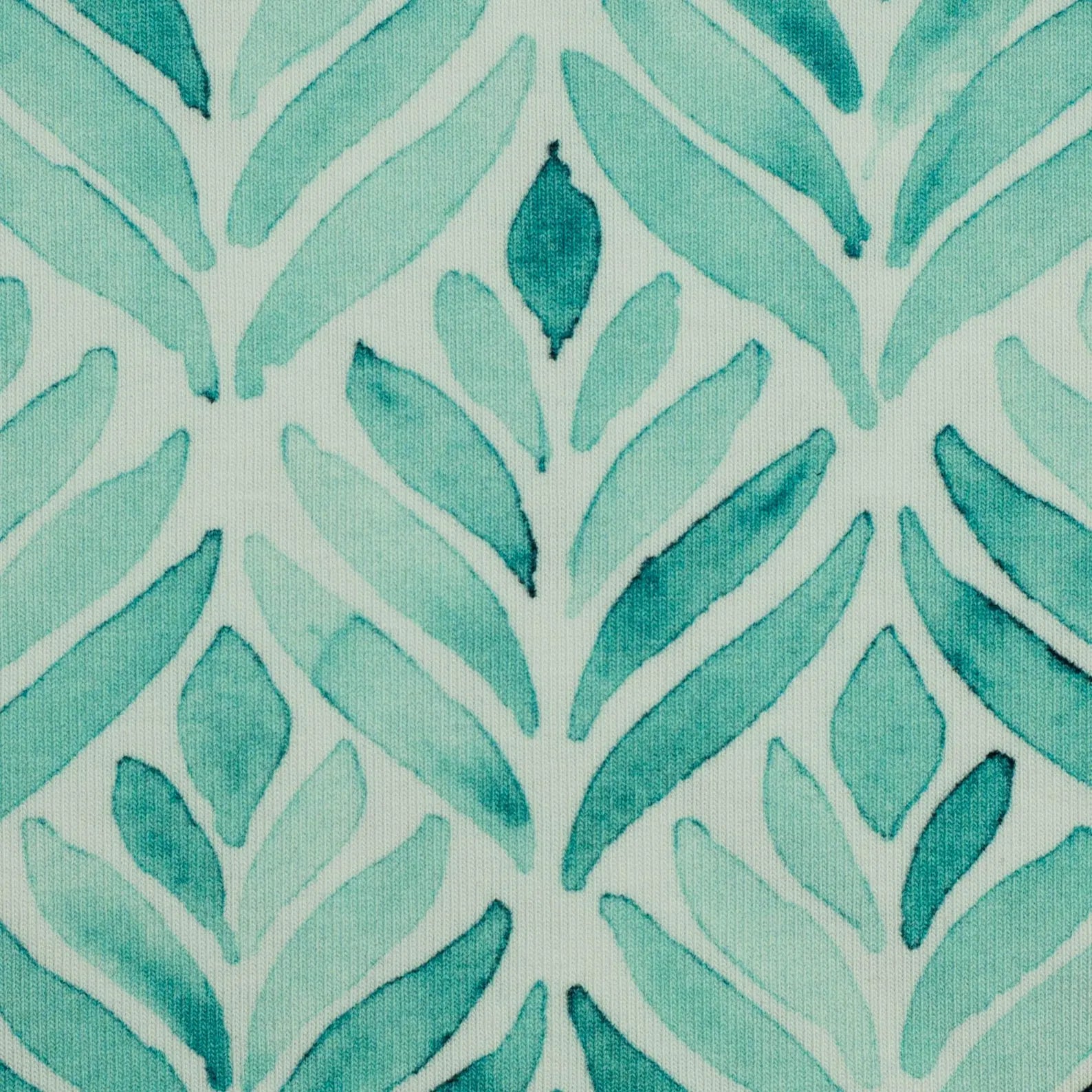 Jersey Stoff - Floral türkis - Theo (Meterware ab 0.50m)