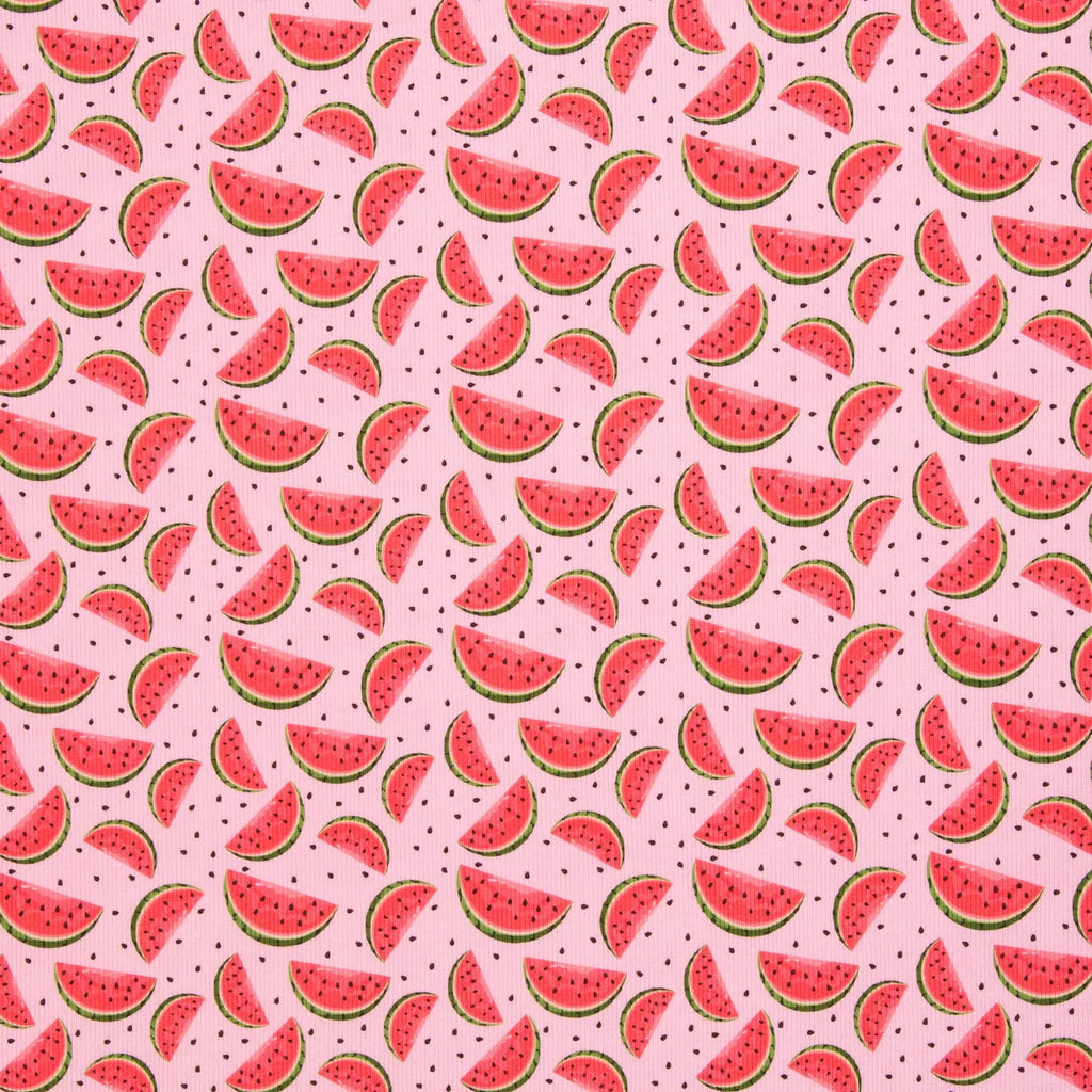 Rippjersey Stoff - Geseke Wassermelone (Meterware ab 0.50m)