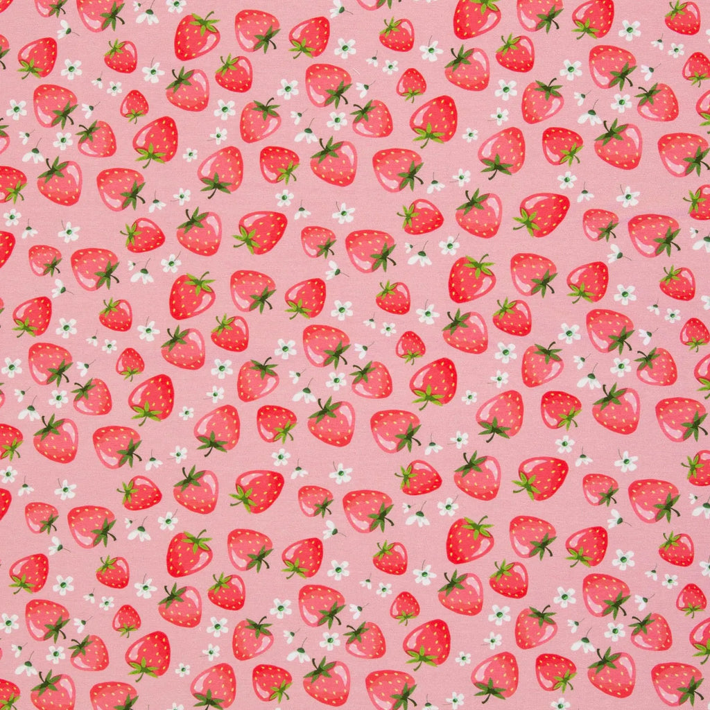 Jersey Stoff - Melody Erdbeeren (Meterware ab 0.50m)