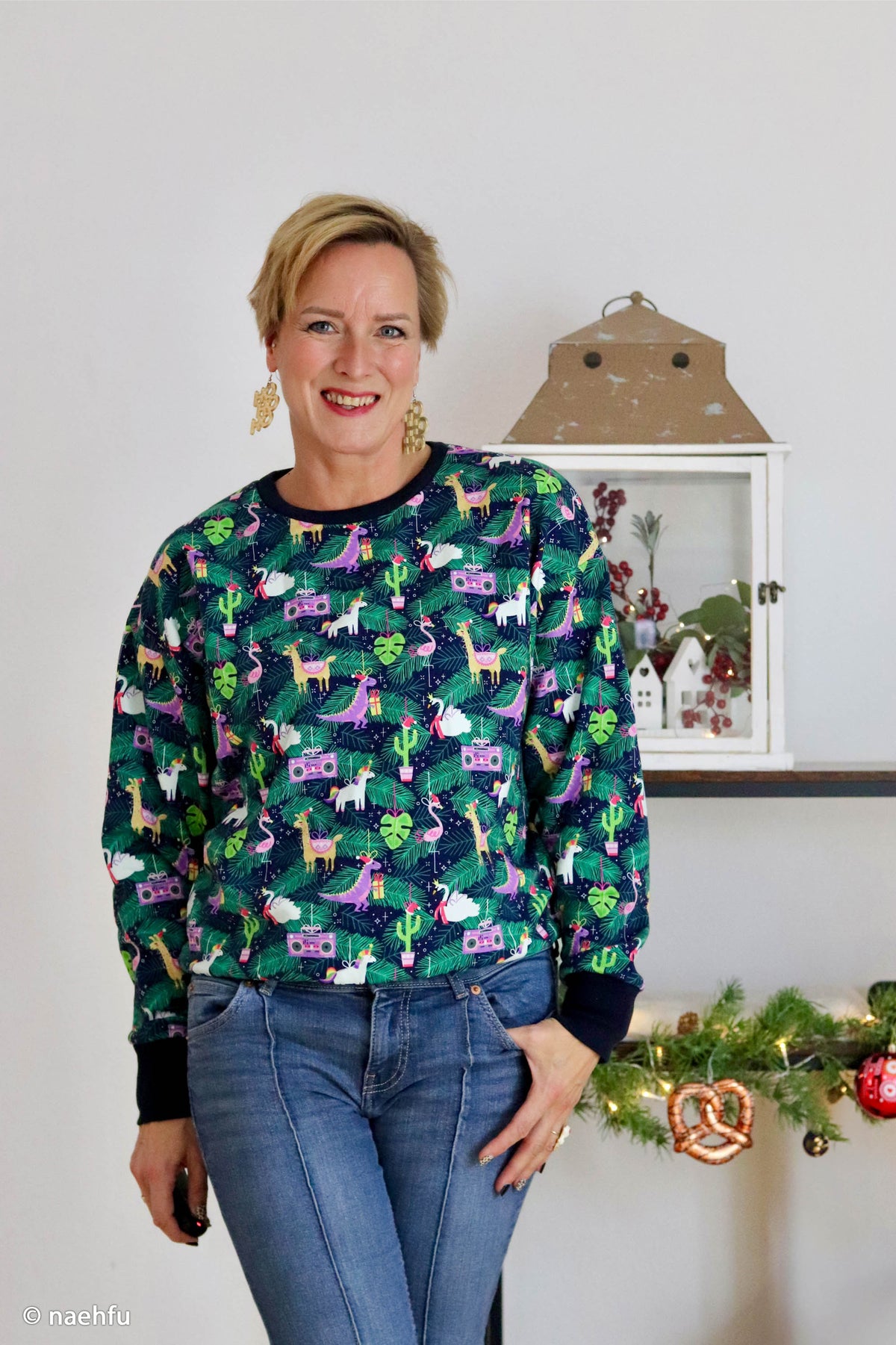 Sweat Stoff - Holly - Retro  (Meterware ab 0.50m)