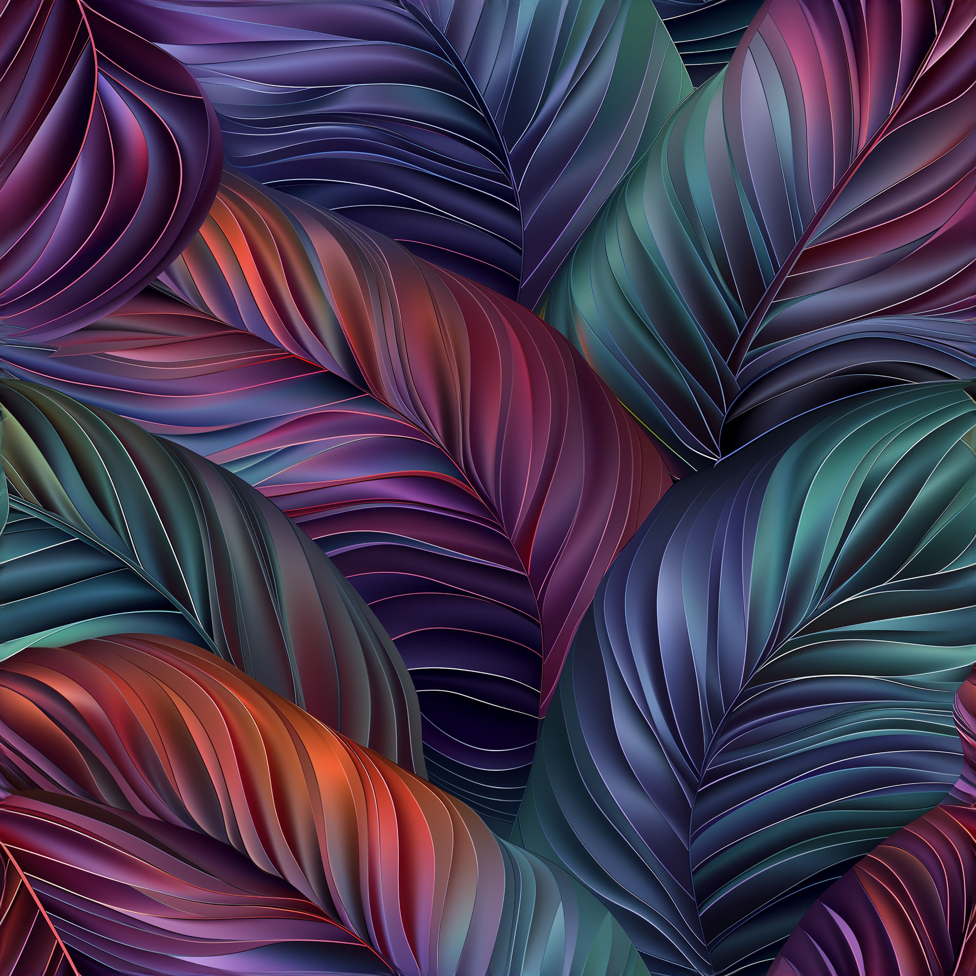 French Terry Stoff - Rainbow Palm (Meterware ab 0.50m)