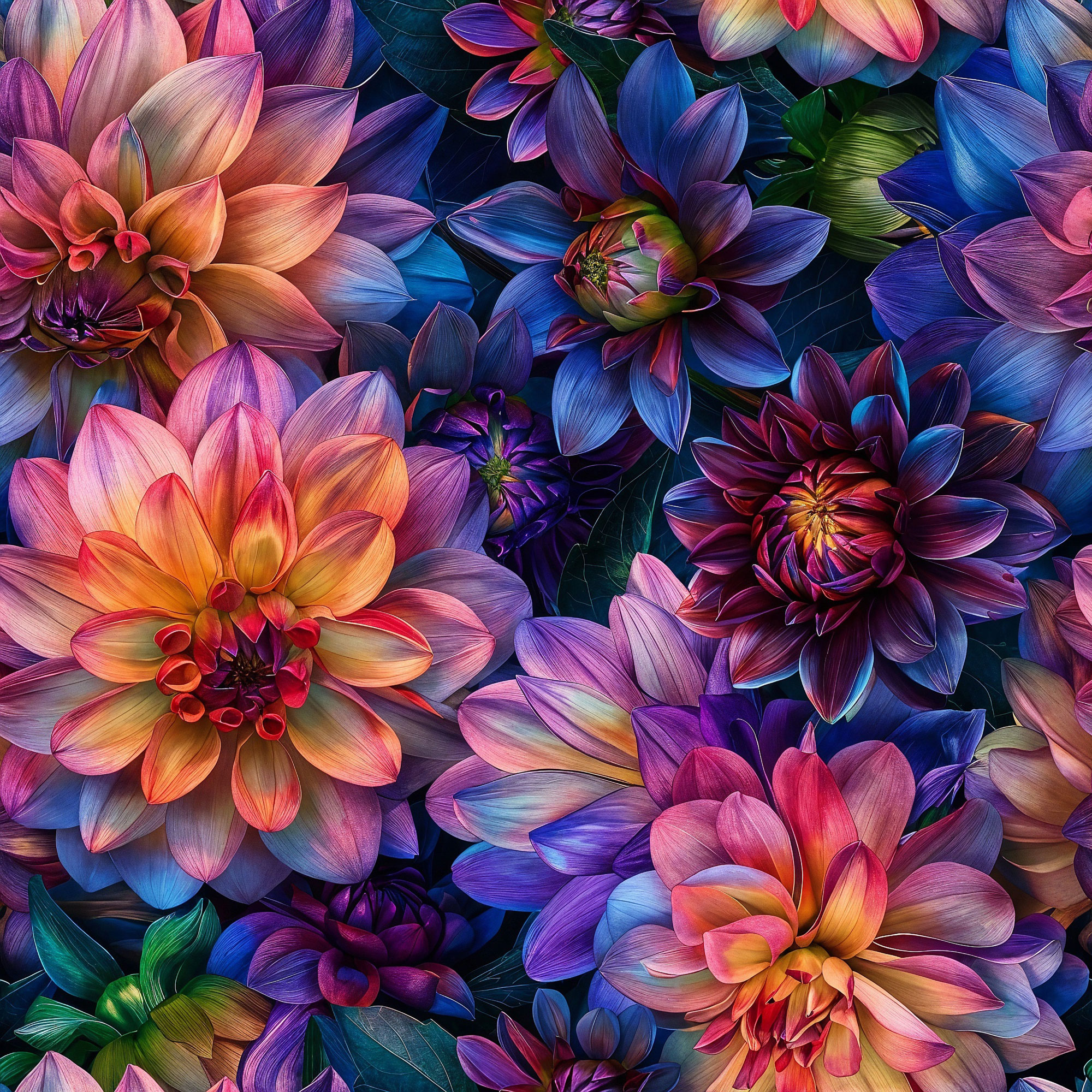 French Terry Stoff - Rainbow Flowers (Meterware ab 0.50m)