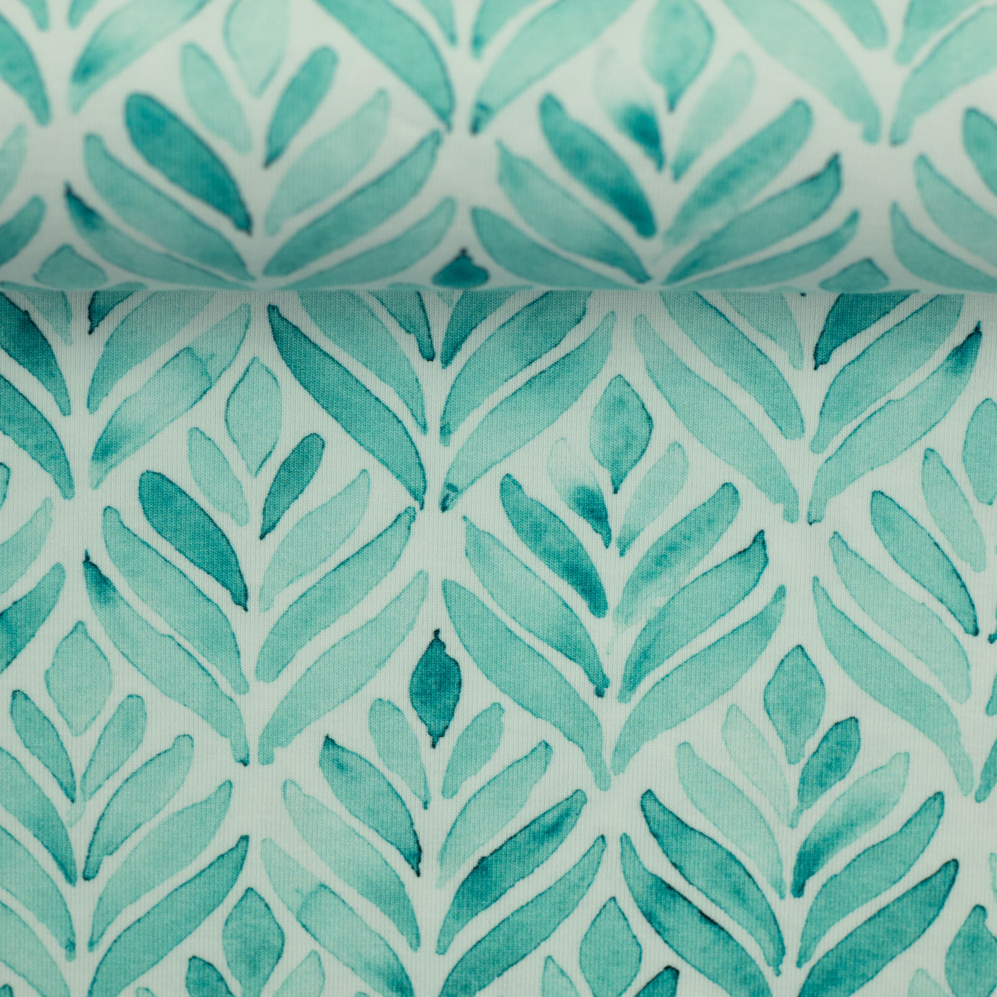 Baumwolljersey - Theo - Floral türkis (Meterware ab 0.50m)