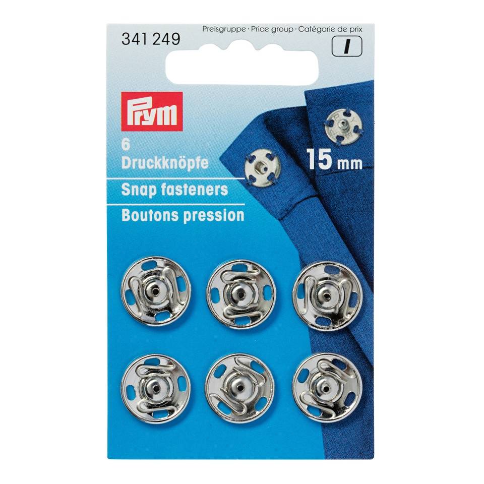 Annäh-Druckknöpfe, 15mm, silberfarbig Annäh-Druckknöpfe, 15mm, silberfarbig